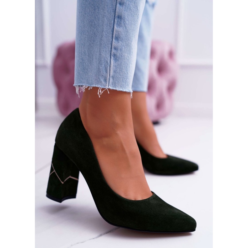 Dámské lodičky Laura Messi Suede Olive 2050 Tiffany zelená 1