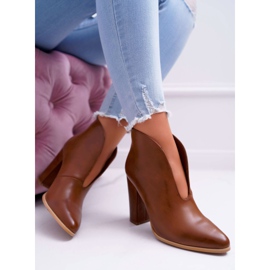 SEA Dámské kozačky na podpatku Nazouvací Na Hnědé Mantaně hnědý 2