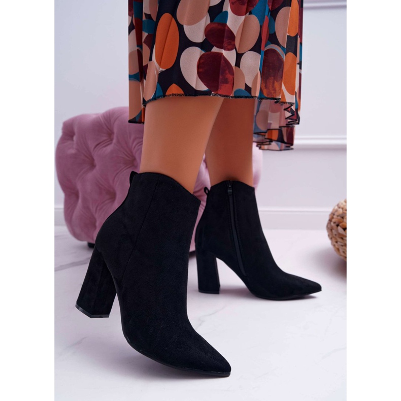 EVE Dámské kozačky na podpatku In Spitz Suede Black Summe černý 2