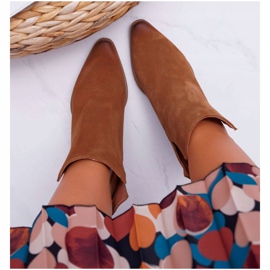 Dámské jarní boty na vysokém podpatku semišové hnědé Nicole 2430 hnědý 2