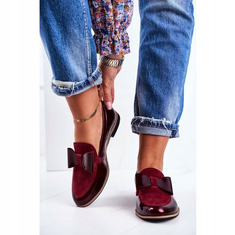 Dámské brogues Maciejka lakované mokasíny burgundské 04099-44 / 00-1 červený vícebarevný 1