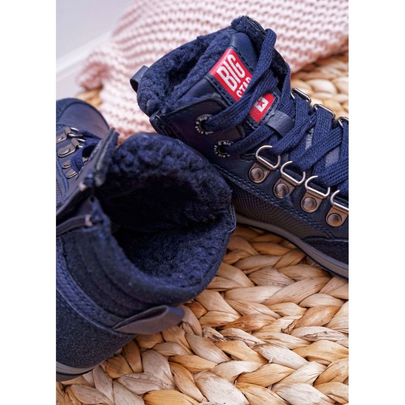 Dětské chlapecké boty Tenisky Big Star z ovčí kůže Navy Blue EE374088 námořnická modrá 2