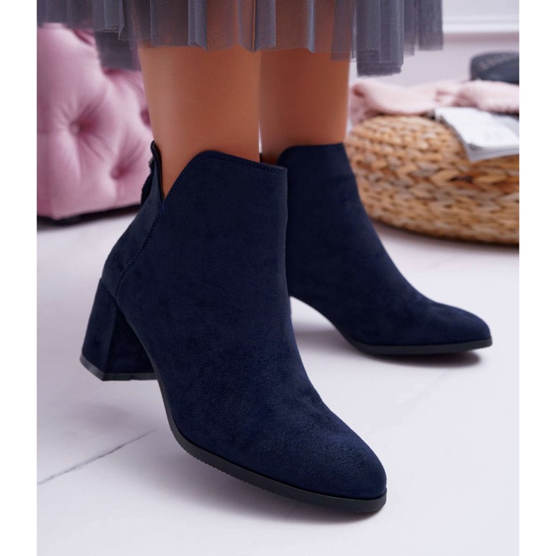 Vinceza Dámské kozačky na podpatku semišové tmavě modré mimózy námořnická modrá 1