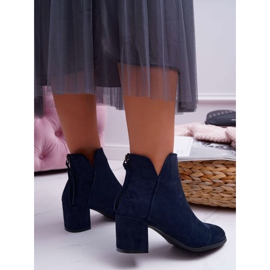 Vinceza Dámské kozačky na podpatku semišové tmavě modré mimózy námořnická modrá 2