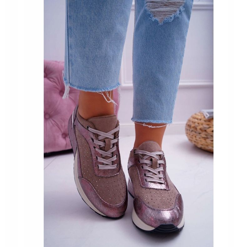 Dámská sportovní obuv Béžová Sergio Leone Ondar hnědý růžový 2