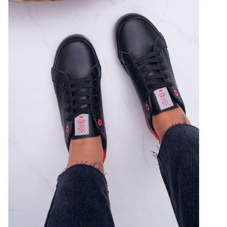 Dámské cross jeans černé tenisky EE2R4019C černá červené 2