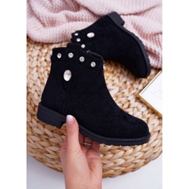 POPA Černé dětské boty s plochým podpatkem Crystals Venici černá 1