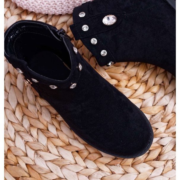 POPA Černé dětské boty s plochým podpatkem Crystals Venici černá 2