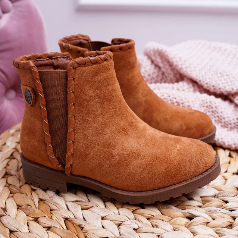 POPA Dětské kozačky na vysokém podpatku Camel Sicarro hnědý 2 POPA Dětské kozačky na vysokém podpatku Camel Sicarro hnědý 2