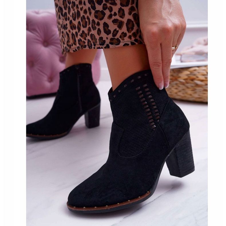 FP1 Dámské kozačky na podpatku semiš černé Westema černá 2 FP1 Dámské kozačky na podpatku semiš černé Westema černá 2