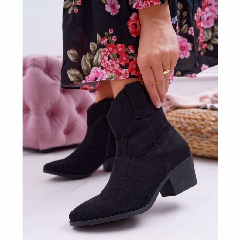 BUGO Dámské kozačky na plochém podpatku Kovbojské boty Černá Telifa 1