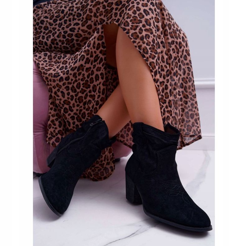 Dámské boty na podpatku černé kovbojské boty Maverick černá 2