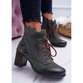 Dámské kožené boty Maciejka zelené 03190-09 zelená 4