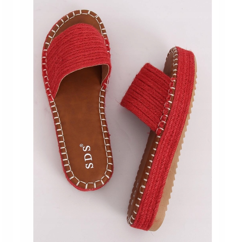 Červené pantofle espadrilky 7970-PL Červené červený 1