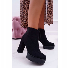 SEA Dámské kozačky na podpatku Suede Black Jokano černý 1