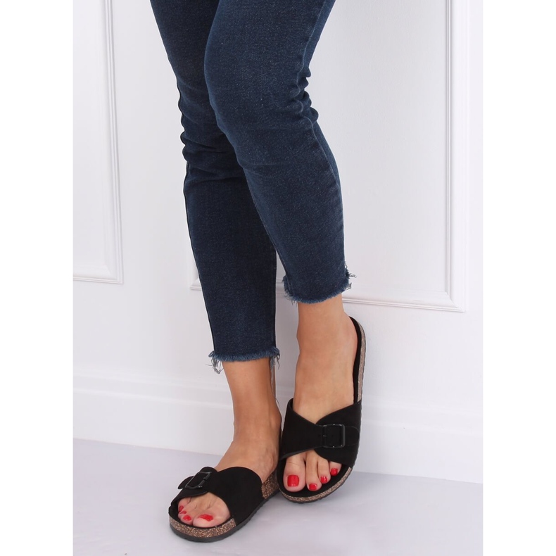 Černé pantofle scholki 6103 Black černý 1