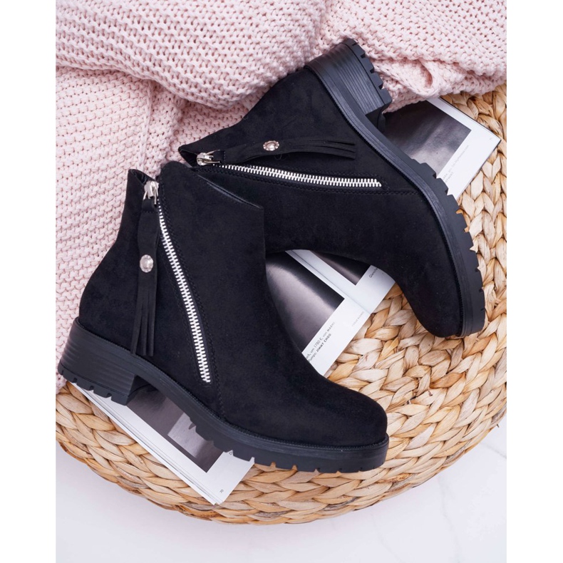 SEA Dámské boty zateplené semišové dvou posuvníků černé Ohoo černá 1