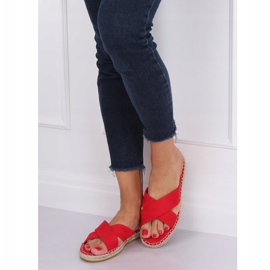 Červené pantofle espadrilky 499-35 Červené červený 1