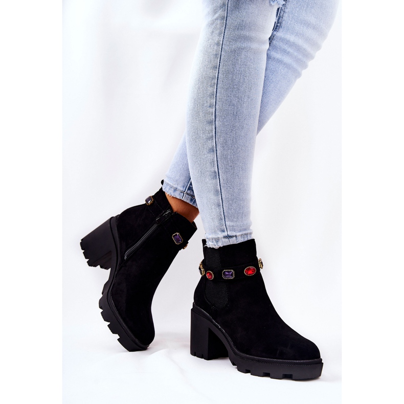 SEA Dámské boty na podpatku s krystaly Black Macbeth černý 2