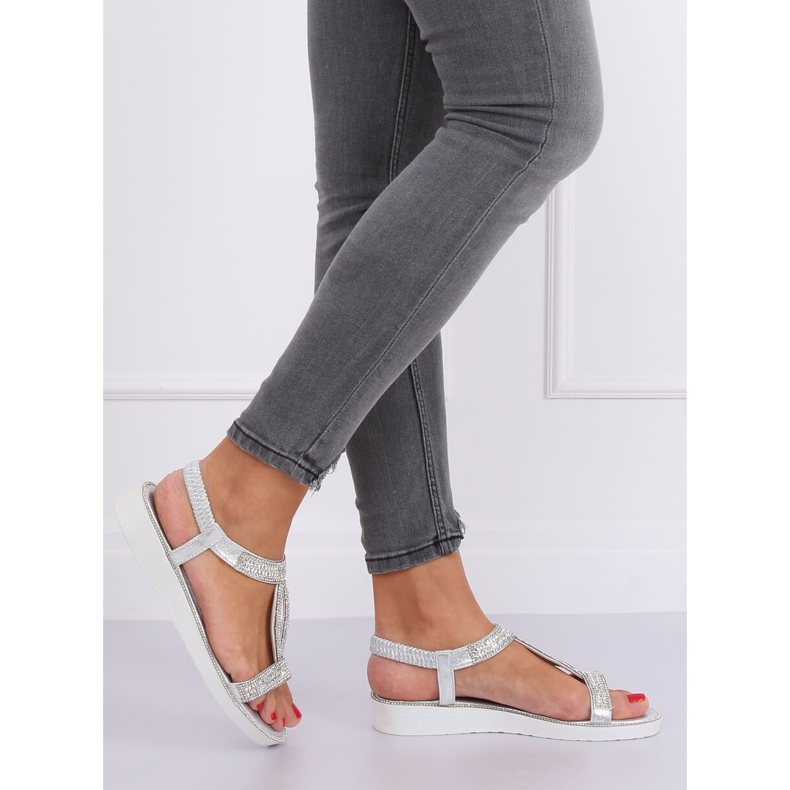 Stříbrné sandály pro ženy 127-89 Silver šedá 1