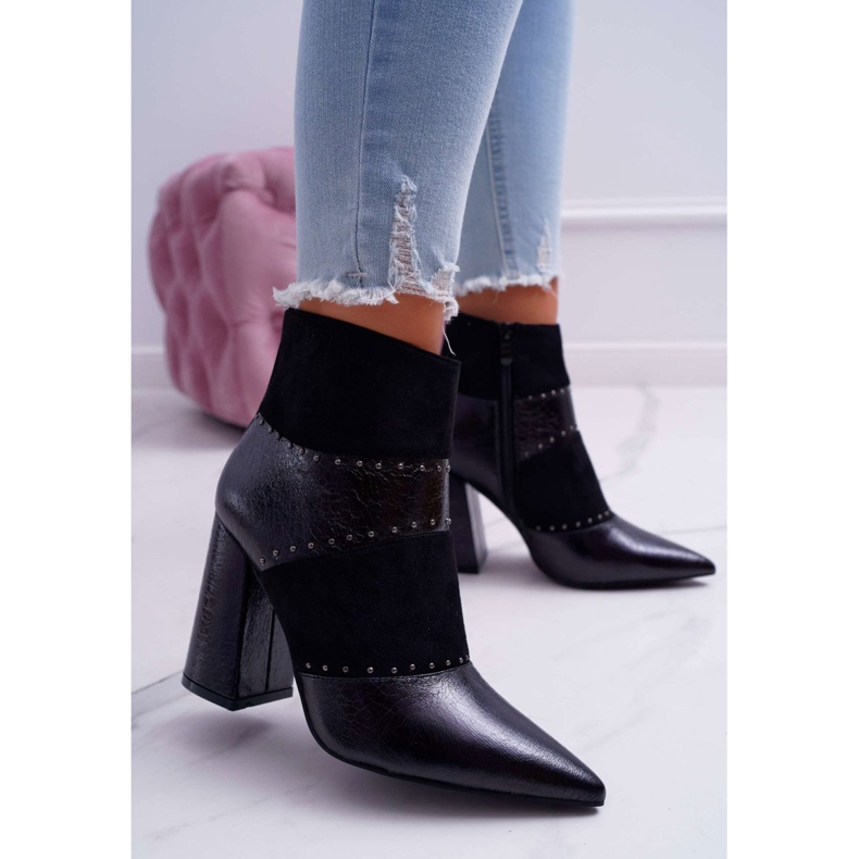 SEA Dámské boty na vysokém podpatku s nýty In Spitz RB21P Black Yango černý 1