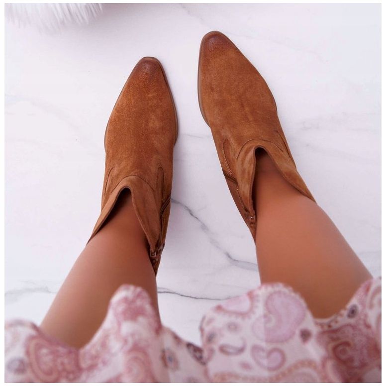 Dámské boty na vysokém podpatku, semiš, koňak, Nicole 2433 hnědý 2