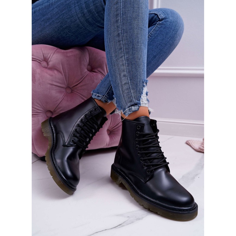 Dámské boty Trappers Boty Big Star Leather Black EE274001 černý 1