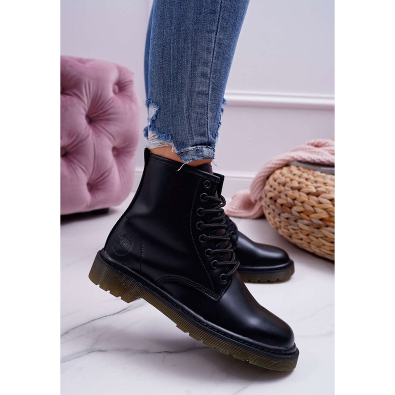 Dámské boty Trappers Boty Big Star Leather Black EE274001 černý 2