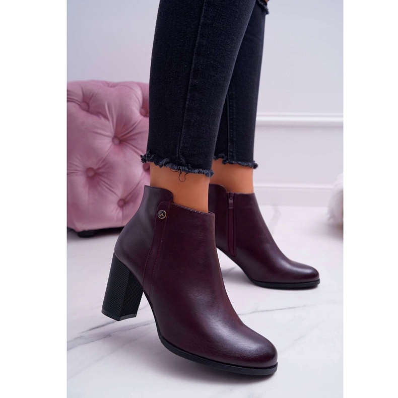 Dámské boty na vysokém podpatku Sergio Leone Burgundsko BT518 červený 1