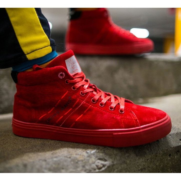 Pánské tenisky High Cross Jeans Kožené semišové červené EE1R4055C 1