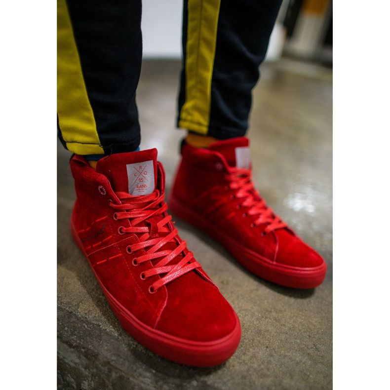 Pánské tenisky High Cross Jeans Kožené semišové červené EE1R4055C 2