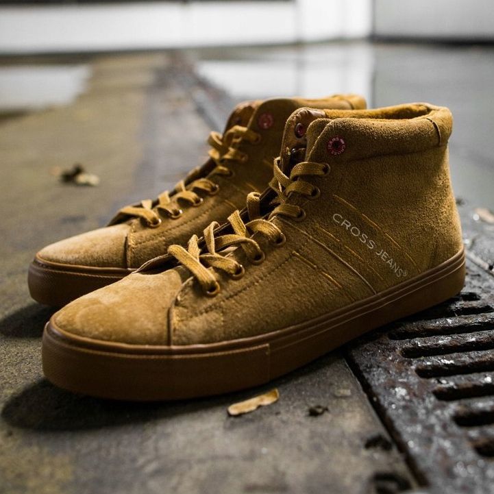 Pánské tenisky High Cross Jeans Leather Suede Camel EE1R4054C hnědý 2