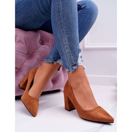 FRJ Dámské lodičky na podpatku semiš velbloud Femmini hnědý 2 FRJ Dámské lodičky na podpatku semiš velbloud Femmini hnědý 2