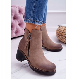 FRJEIN Dámské kozačky na podpatku teplé plstěné béžové delia béžový 1