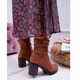 FB2 Dámské boty na podpatku semiš velbloud celma hnědý 2