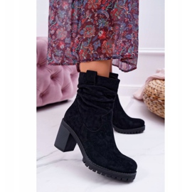 FB2 Dámské kozačky na podpatku semišové černé Celma černá 1