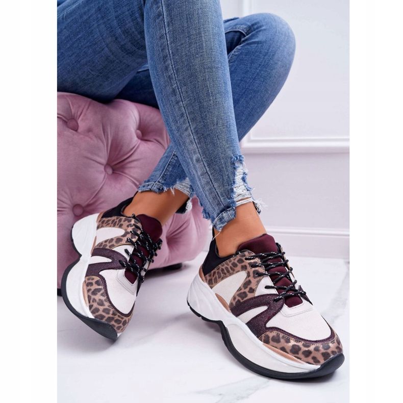 Dámské sportovní boty Burgundsko Snake Skin Larey červený 1