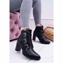 FJ1 Dámské boty na podpatku s přezkami černé Finbas černá 1