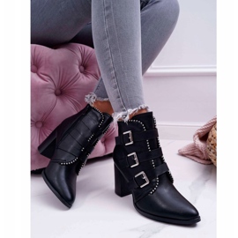 FJ1 Dámské boty na podpatku s přezkami černé Finbas černá 2