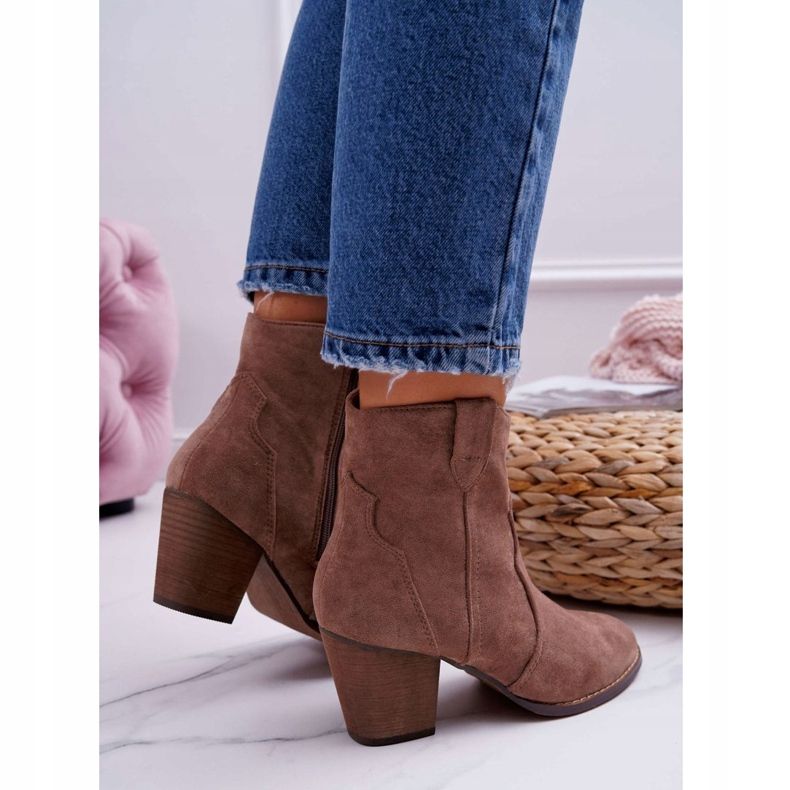 BUGO Dámské kozačky na podpatku Kovbojské boty Khaki Nutriso 2 BUGO Dámské kozačky na podpatku Kovbojské boty Khaki Nutriso 2