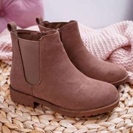 POPA Dětské kozačky na plochém podpatku Khaki Mergolo 2