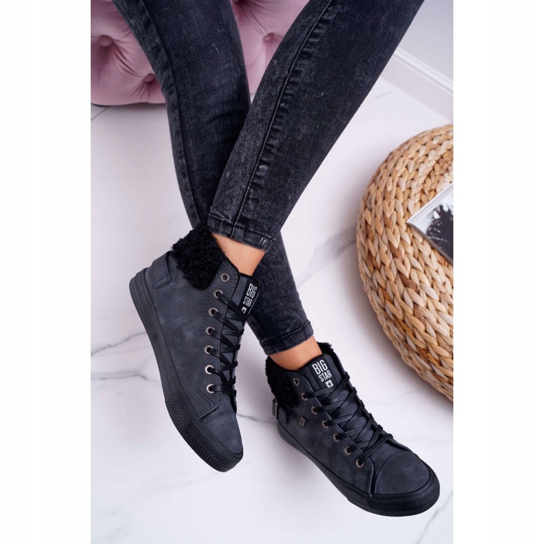 Dámské tenisky Big Star High Warm Black EE274080 černý 2