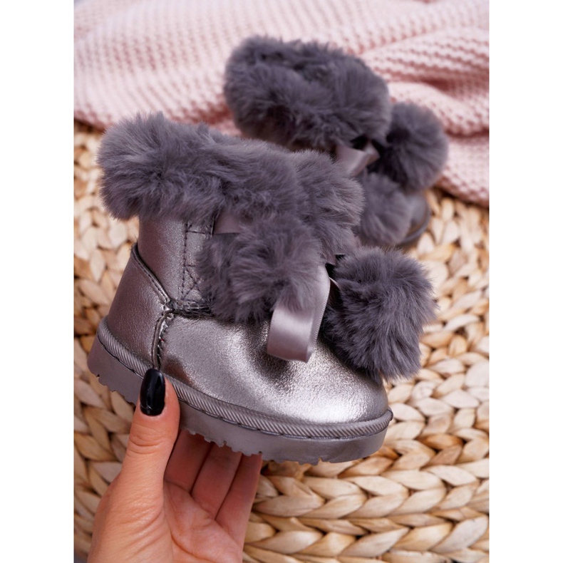 FRROCK Dětské teplé boty Tmavě šedé sněhule Střešní šedá 2 FRROCK Dětské teplé boty Tmavě šedé sněhule Střešní šedá 2