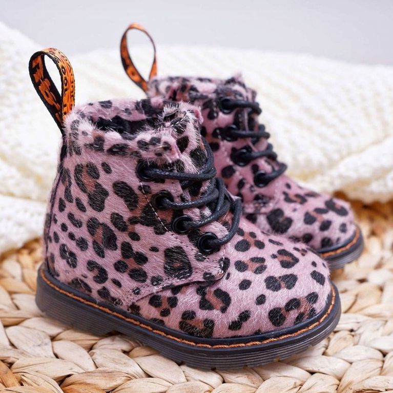 FRROCK Dětské kozačky na zip, růžový leopardí potisk Lilo vícebarevný 1