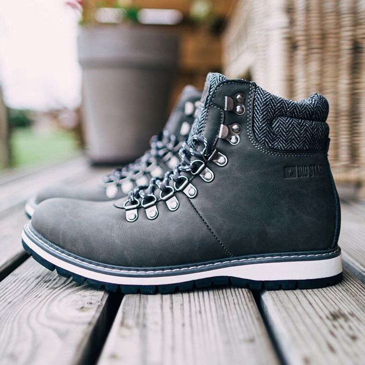 Pánské boty Trappers Big Star Grey EE174405 šedá 2 Pánské boty Trappers Big Star Grey EE174405 šedá 2