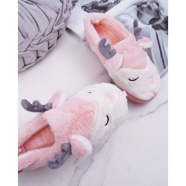 BUGO Dámské pantofle s kožešinou, soby, sobí růže růžový 2