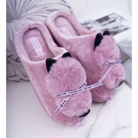BUGO Dámské pantofle s kožešinovým kotětem Pink Kitty růžový 1