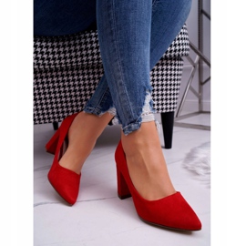 Dámská čerpadla na sloupu semišového červeného 2