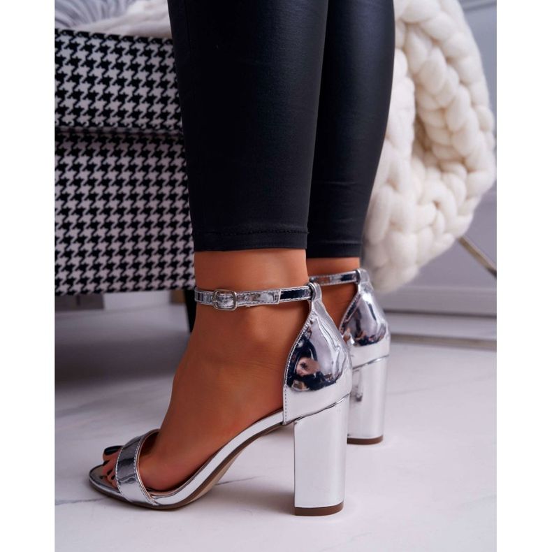 FRID Dámské sandály na podpatku Silver Huran šedá 2