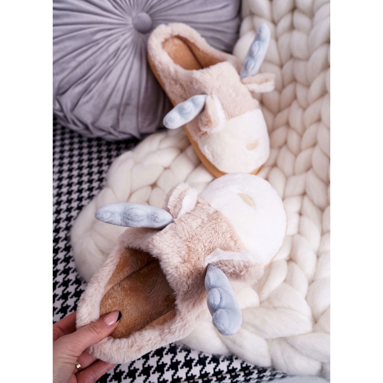 FRID Dámské pantofle s kožešinovým béžovým sobem Deff 2